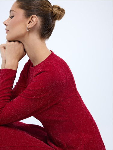 Mohito - Мини рокля с метализирана нишка - червен