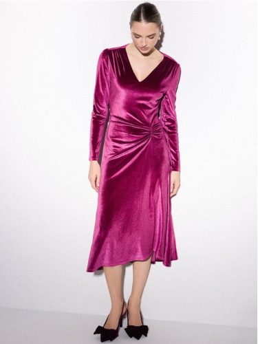 Mohito - Велурена миди рокля - кестеняво