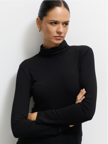 Mohito - Блуза с изчистена кройка и поло яка - черен