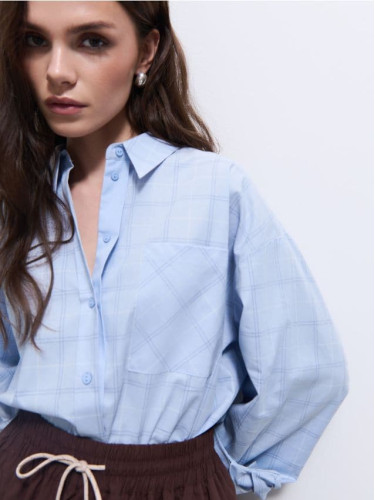 Mohito - Риза с високо съдържание на памук - син