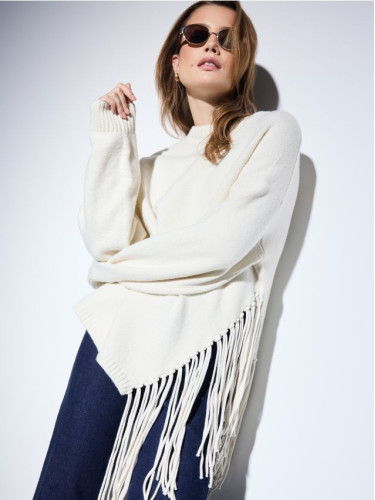 Mohito - Пуловер с ресни - кремaво