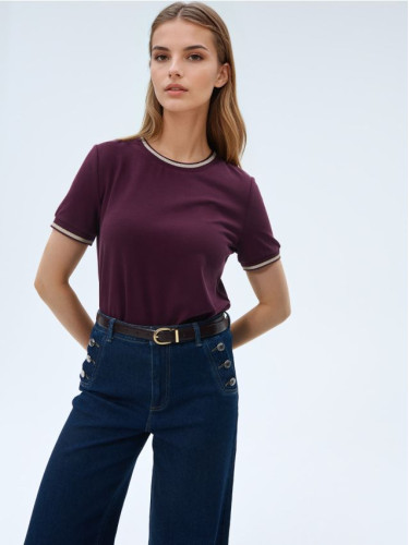 Mohito - Суитшърт с къс ръкав - кестеняво