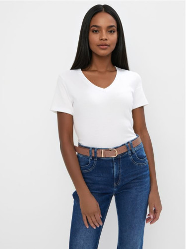 Mohito - Тениска с остро деколте - бяло