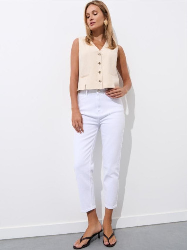 Mohito - Дънки тип mom PETITE - бяло