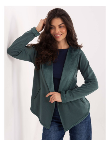 Дамски суичър с качулка, тъмнозелен