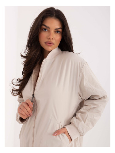 Дамски двулицев суитшърт в светло бежов цвят