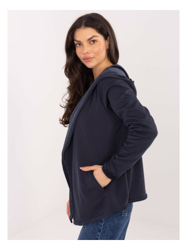 Дамски суичър с качулка, тъмносин