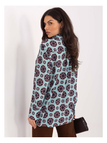 Шарена риза в цвят мента