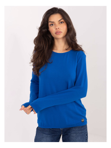 Кобалтова блуза с дълъг ръкав