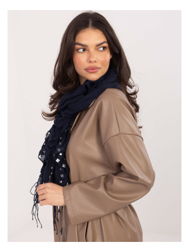 Тъмносин шал с украшения