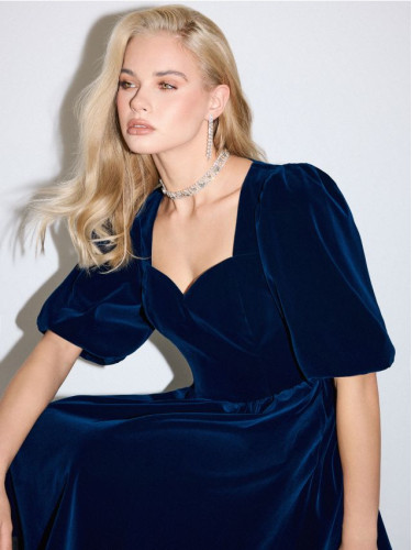 Mohito - Велурена мини рокля - нави