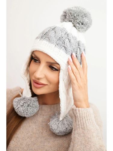 Дамска зимна шапка с помпони и ушанки