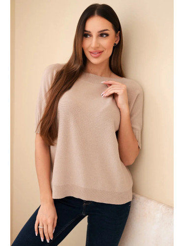 Дамски вискозен пуловер с къс ръкав
