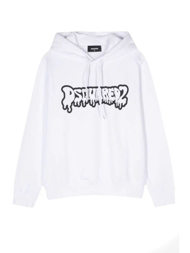 Бял суичър с качулка Dsquared2