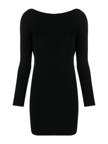 Черна мини рокля с дълги ръкави