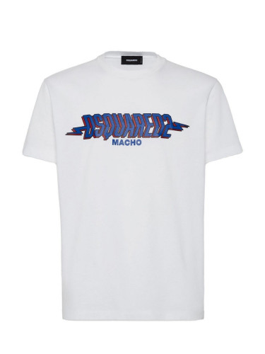 Бяла тениска Dsquared2 с щампа