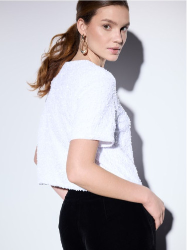 Mohito - Блуза с пайети - кремaво