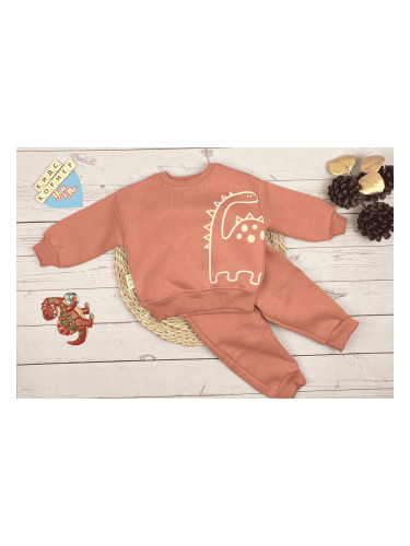 Ватиран бебешко комплект от две части Dino розов