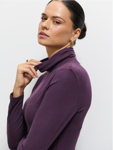 Mohito - Блуза с изчистена кройка и поло яка - махагон