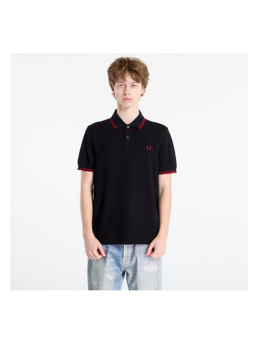 Тениска FRED PERRY Twin Tipped Fred Perry Shirt Black/ Burnt Red L