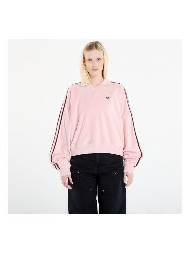 Тениска adidas Terry Towel V Neck Long Sleeves Polo Shirt Sandy Pink S