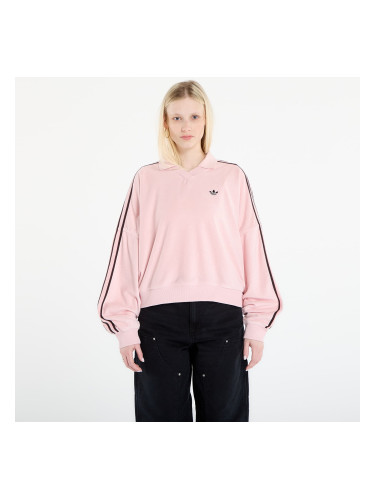 Тениска adidas Terry Towel V Neck Long Sleeves Polo Shirt Sandy Pink XS