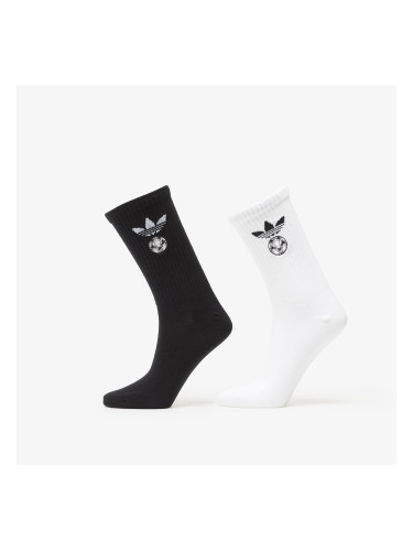Чорапи adidas Football Embroidered Crew Socks 2 Pairs White/ Black L