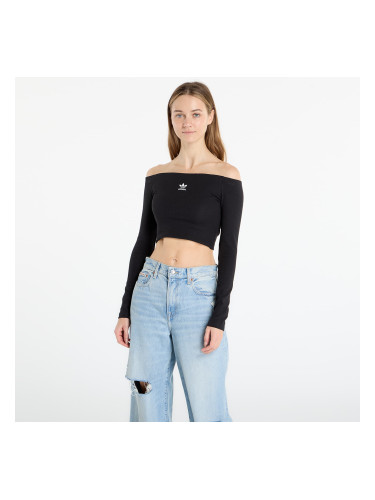 Тениска adidas Essentials Rib Off Shoulder Long-Sleeve Top T-Shirt Black L