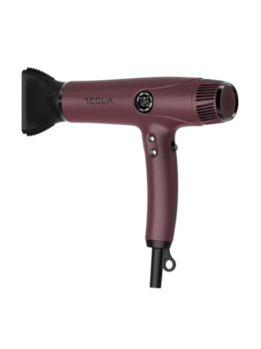 Сешоар Tesla DRH500BBD, 2200W, 68000 об/мин, 4 скорости, 4 температурни настройки, До 120C, Йонизация, Студена струя, LED дисплей, Бордо