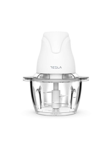 Чопър Tesla FC302W, 400W, Стъклена купа, 1 литър, Четворно острие, Бял