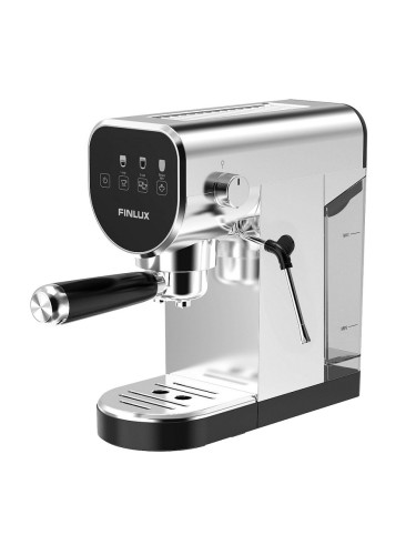 Еспресо машина Finlux FEM-1855, 1360W, 20 bar, Сензорен дисплей, Подгряване на чашите, Инокс/черен