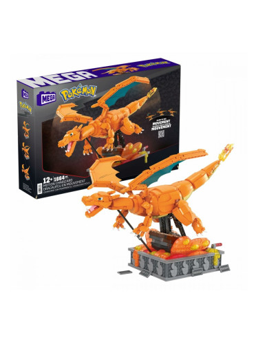 Строителен комплект Pokémon Mega Construx -  Motion Charizard 1664 Части
