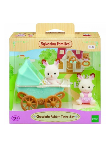 Playset Sylvanian Families Chocolate Bunny Twins and Double Stroller