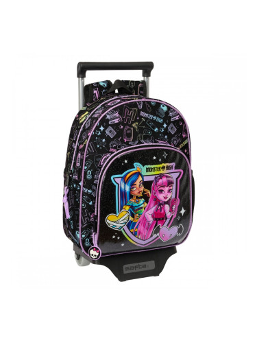 Училищна чанта с колелца Monster High Черен 28 x 34 x 10 cm