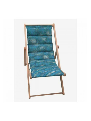 Lamamistool Jardin Prive Douala Син Дебел мъхест вълнен плат букова дървесина (106 x 55 x 95 cm)