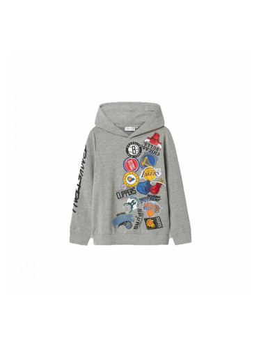 Детски суичър с качулка Name It mjusty Nba Wh Unb Ous Сив - 13-14 години