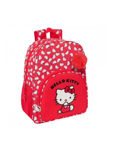 Училищна чанта Hello Kitty Iconic Бял Червен 33 x 42 x 14 cm