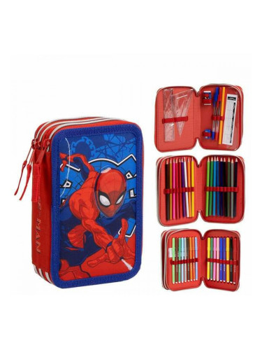 Несесер за моливи Spider-Man Син 12,5 x 6,5 x 19,5 cm