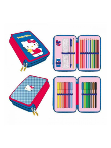 Несесер за моливи Hello Kitty Син 12,5 x 19,5 x 4,5 cm
