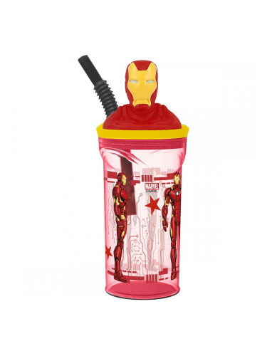 Чаша със Сламка The Avengers Iron Man Червен 3D