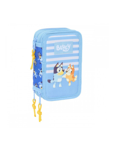 Троен несесер за моливи Bluey Let's play Син 12,5 x 19,5 x 5,5 cm 37 Части