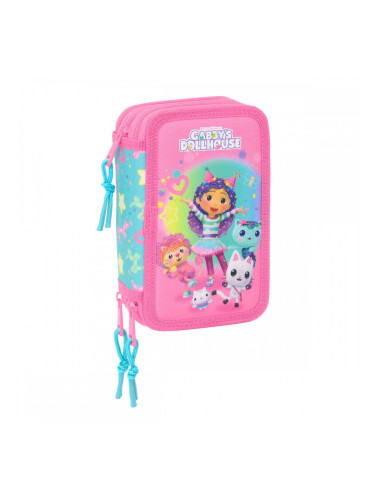 Троен несесер за моливи Gabby's Dollhouse Confetti Розов цвят тюркоаз 12,5 x 19,5 x 5,5 cm 37 Части