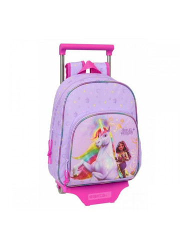 Училищна чанта с колелца Unicorn Academy Люляк 28 x 34 x 10 cm
