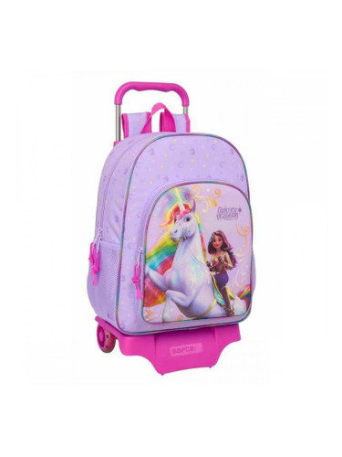 Училищна чанта с колелца Unicorn Academy Люляк 33 x 42 x 14 cm