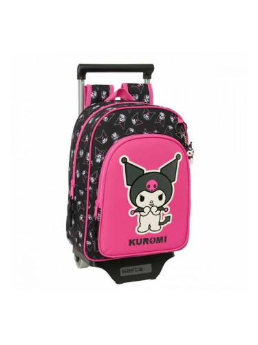 Училищна чанта с колелца Kuromi Черен Фуксия 26 x 11 x 67 cm 26 x 34 x 11 cm