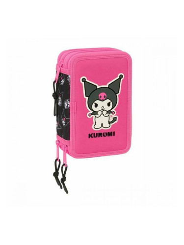 Троен несесер за моливи Kuromi Черен Фуксия 12,5 x 19,5 x 5,5 cm 37 Части