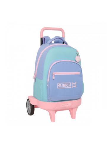 Училищна чанта с колелца Munich Mellow Син Розов Небесно синьо 33 x 45 x 22 cm