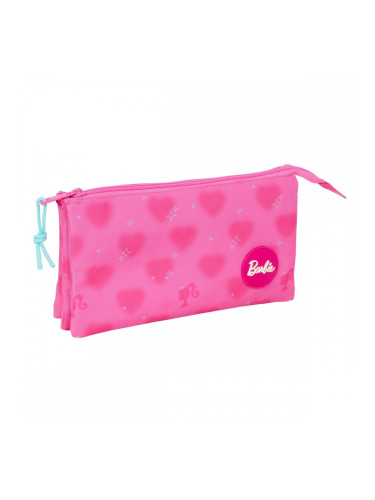 Троен Моливник Barbie Corazones Розов 22 x 12 x 3 cm