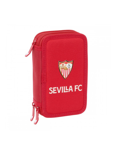 Троен несесер за моливи Sevilla Fútbol Club Червен 12,5 x 19,5 x 5,5 cm 37 Части