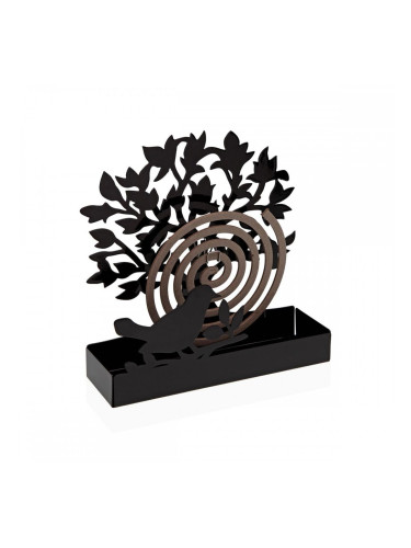 Поддръжка за противокомарни спирали Versa Черен Метал 5 x 17 x 17 cm Дърво